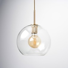 Exel Paradera Knurled Ceiling Light Pendant - Satin Brass Fittings and Domed Clear Glass Shade