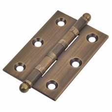 Ball Tip Washered Butt Door Hinge - 75 x 50 x 2.5mm - Antique Brass - Pair