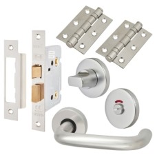 Exel 19mm Return to Door Bathroom Lock Door Handle on Rose Kit - Aluminium
