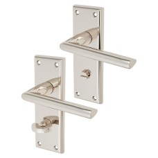 Serozzetta by Carlisle Brass Polished Nickel Bathroom Door Handle - Dieci Range - 150 x 50mm