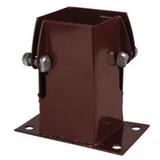 Powapost Fence Post Flush Fit Bolt Down Shoe - Twin Bolt - 75 x 75mm - Brown Powder Coated