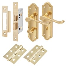 Exel Ashmead Bathroom Lock Door Handle Kit - Polished Brass