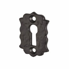 Olde Forge Floral Escutcheon - 48 x 32mm - Keyhole - Antique Black Iron