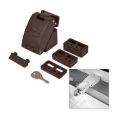 Jackloc Titan Key-Locking Folding Window Restrictor - Brown