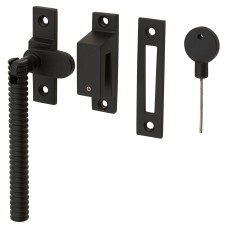 Hampstead Iris Reeded Locking Mortice & Hook Plate Window Fastener - Reversible - Matt Black  