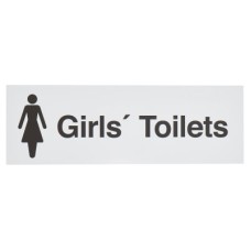 Rectangle Girls Toilet Door Sign - 100 x 300mm - White