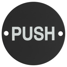 Exel Push Door Sign - 75mm Diameter - Matt Black