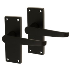 Exel Matt Black Budget Straight Latch Door - Short Plate - Mia Range - 114 x 42mm