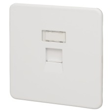 Knightsbridge 1 Gang Screwless Flat Plate RJ45 Data Socket - Matt White