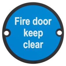 Exel Fire Door Keep Clear Door Sign - 75mm Diameter - Matt Black