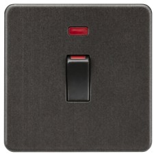 Knightsbridge 45A 1 Gang Screwless Double Pole Cooker Switch with Neon - Smoked Bronze