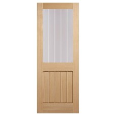 LPD Mexicano Half Light with Frosted Lines Unfinished Internal FD30 Fire Door - 1981 x 838mm - Oak
