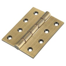 Double Phosphor Bronze Washered Butt Door Hinge - 100 x 75 x 4mm - Antique Brass - Pair
