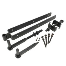 GateMate Heavy Duty Adjustable Field Gate Hinge Set - 600 x 75mm - Black Galvanised