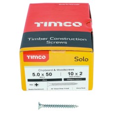 TIMCO Solo Chippy Pozi Countersunk Wood Screws - 5.0 x 50mm - Zinc Plated - Pack of 200