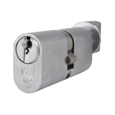 Eurospec 10 Pin 70mm Oval Thumbturn Cylinder - 35mm Turn + 35mm - Satin Chrome - Keyed to Differ