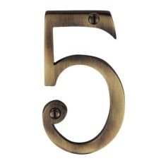 Heritage Brass by M Marcus 76mm Screw Fix Door Numeral - 5 - Antique Brass