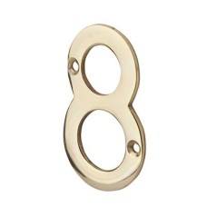 76mm Screw Fix Door Numeral - 8 - Polished Brass