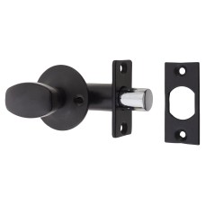 British Pattern Door Rack Bolt & Oval Turn - Smooth Black