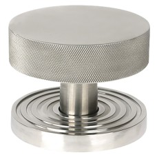From The Anvil Brompton Round Knurled Centre Door Knob on Beehive Rose - 90mm Rose - Sat Stainless