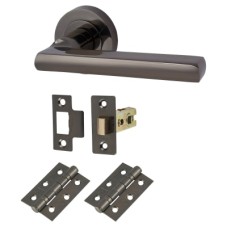 Exel Sophia Latch Door Handle on Rose Kit - Black Nickel