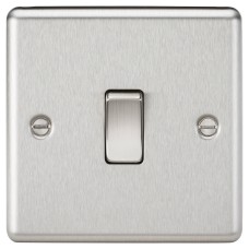 Knightsbridge 10AX 1 Gang 2 Way Round Edge Light Switch - Brushed Chrome