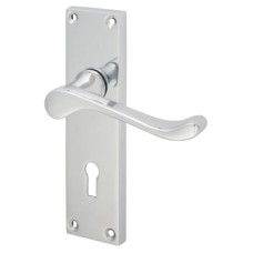 Exel Polished Chrome Victorian Scroll Keyhole Lock Door Handle - 155 x 42mm