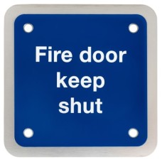 Exel Fire Door Keep Shut Door Sign - Square - 90 x 90mm - Satin Stainless Steel