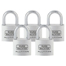 Burg Wachter Alutitan Padlock - 50mm Body - 28 x 29.5mm Shackle - Keyed Alike - Pack of 5