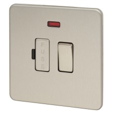 Knightsbridge 13A 1 Gang Screwless Flat Plate Switched Fused Spur with Neon - Brushed Chrome