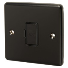 Eurolite Enhance Decorative 13A 1 Gang Unswitched Fused Spur - Matt Black with Black Inserts