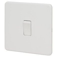 Knightsbridge 10AX 1 Gang 2 Way Screwless Flat Plate Light Switch - Matt White