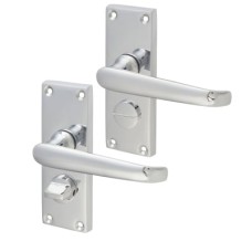 Exel Polished Chrome Victorian Straight Privacy Door Handle - Short Plate - 118 x 42mm