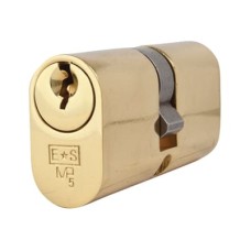 Eurospec 5 Pin 60mm Oval Double Cylinder - 30 + 30mm - Polished Brass - Keyed Alike