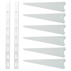 Exel Twin Slot Shelving Kit - 2 x 500mm Shelf Wall Uprights & 6 x 270mm Shelf Brackets - White