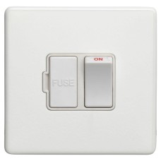 Eurolite Concealed 13A 1 Gang Double Pole Screwless Flat Plate Switched Fused Spur - Matt White 