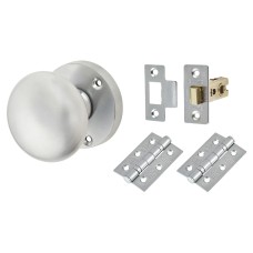 Exel Round Mortice Door Knob Kit - 60mm Rose Diameter - Satin Chrome