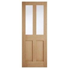 LPD London 2 Light Clear Glazed Unfinished Solid Internal Door - 1981 x 686 x 35mm - Oak