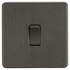 Knightsbridge 20A 1 Gang Double Pole Screwless Flat Plate Appliance Switch - Smoked Bronze