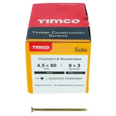TIMCO Solo Chippy Pozi Countersunk Wood Screws - 4.5 x 80mm - Yellow Zinc - Pack of 200