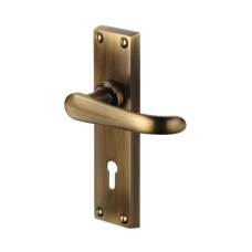 Heritage Brass by M Marcus Antique Brass Keyhole Lock Door Handle - Windsor Range - 154 x 40mm