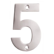 Exel 100mm Screw Fix Door Numeral - 5 - Satin Stainless Steel