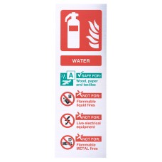 Exel Water Extinguisher Sign - 100 x 300mm - Metallic Rigid Plastic