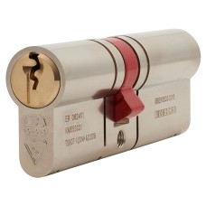 ERA 3 Star 6 Pin 90mm Euro Double Cylinder - 40mm + 50mm - Satin Nickel/ Brass - Keyed to Differ