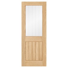 LPD Belize 1 Light Clear Glazed with Frosted Lines Pre-Finished Internal Door - 1981 x 686mm - Oak