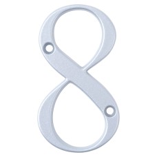 76mm Screw Fix Door Numeral - 8 - Premium Satin Silver