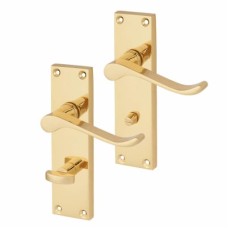 Exel Polished Brass Budget Scroll Bathroom Door Handle - Mia Range - 153 x 42mm