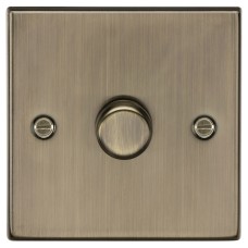 Knightsbridge 5 - 150W 1 Gang 2 Way Push On/Off Rotary Intelligent LED Dimmer Switch - Antique Brass