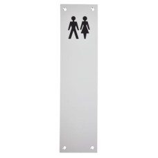 Exel Finger Plate - Unisex Toilet Door Sign - 300 x 75mm - Satin Aluminium