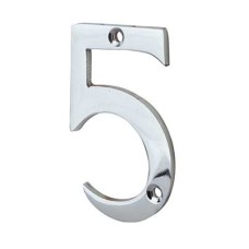 76mm Screw Fix Door Numeral - 5 - Polished Chrome